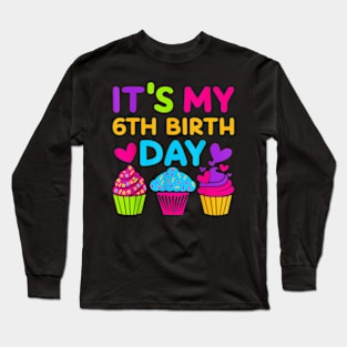 6 Years Old Rainbow Girls 6Th Birthday For Girls Kids Long Sleeve T-Shirt